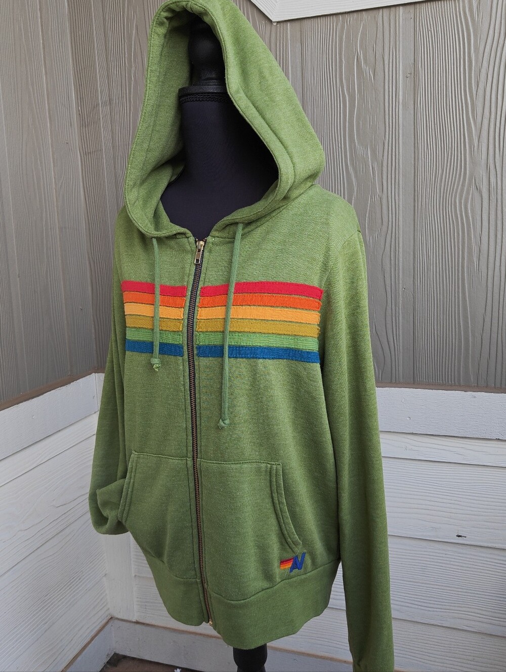 Aviator Nation Size S 5 Stripe Zip-Up Hoodie Unisex - Picture 2 of 12